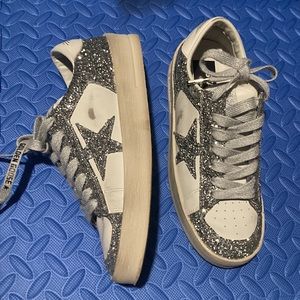 Women's Stardan in white leather and glitter Golden Goose